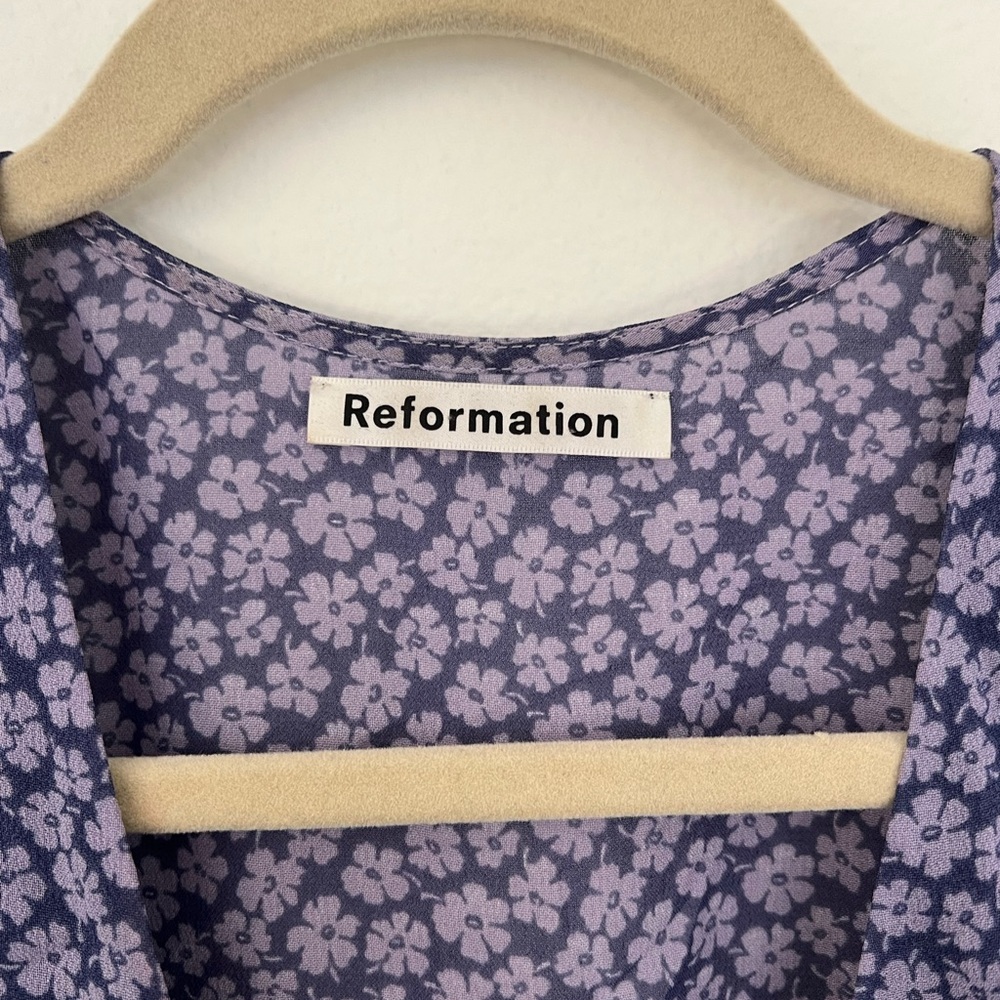 Reformation Lavender Floral Wrap Mini Dress - Picture 4 of 4